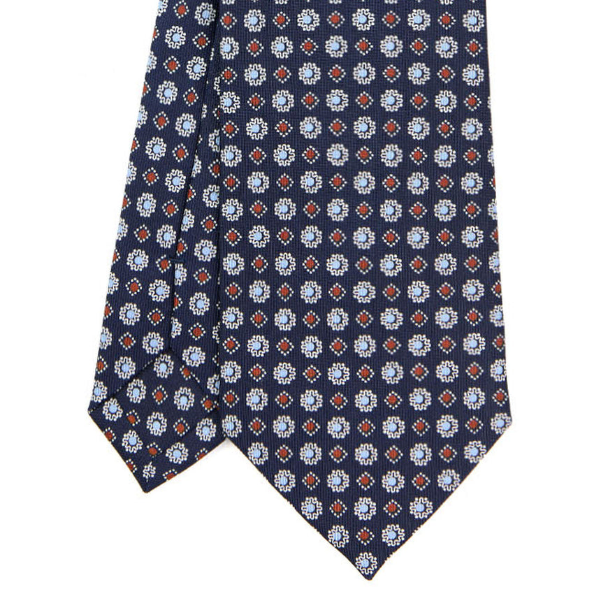 DARK BLUE SARTORIAL PRINTED SILK TIE