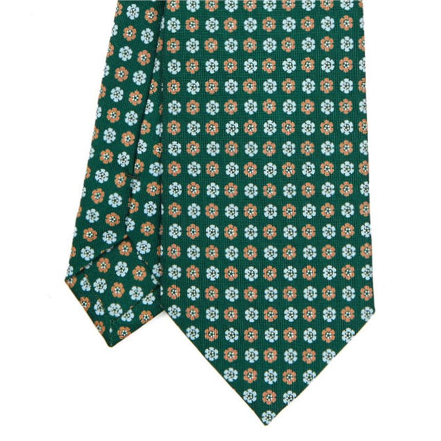 CRAVATTA SARTORIALE IN SETA STAMPATA VERDE SCURO
