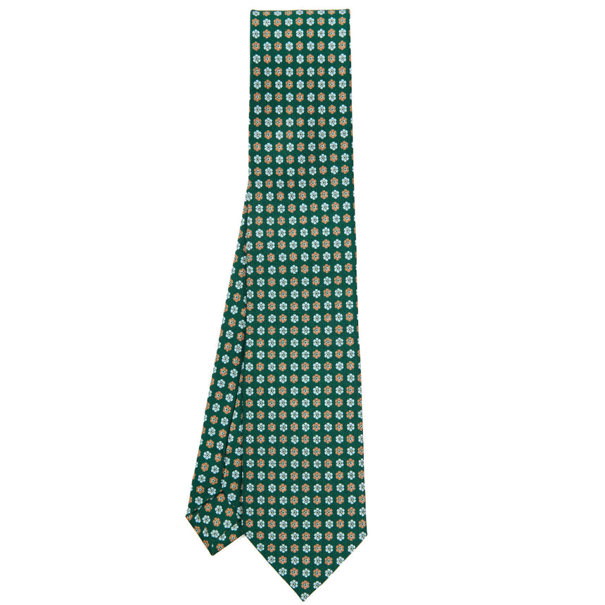 CRAVATTA SARTORIALE IN SETA STAMPATA VERDE SCURO