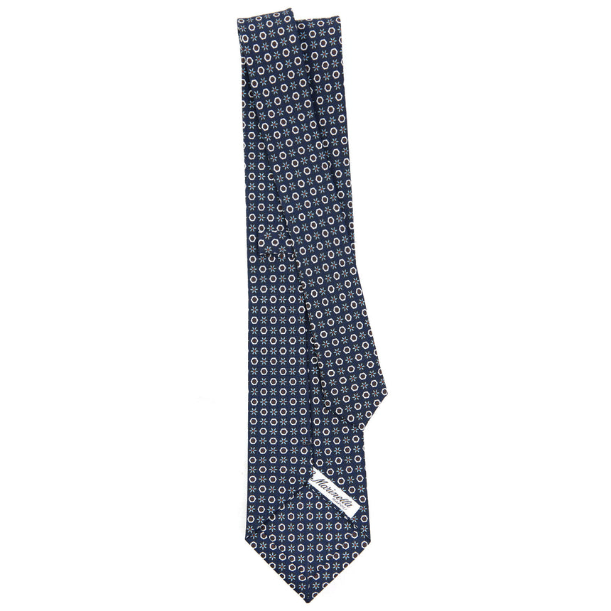 CRAVATTA SARTORIALE IN SETA STAMPATA BLU SCURO