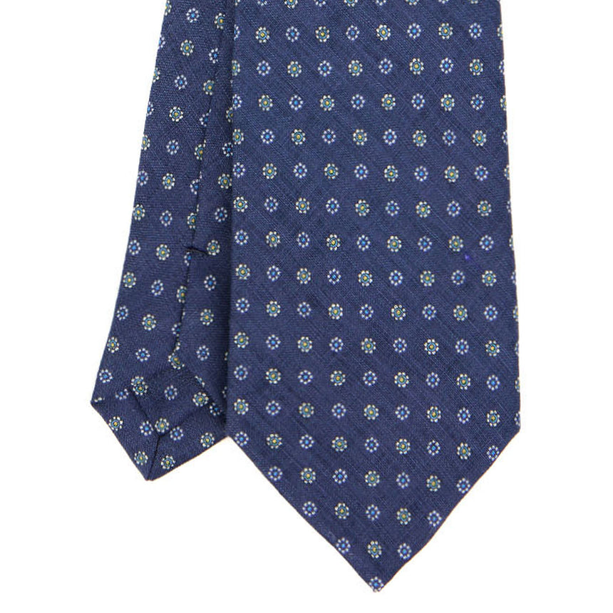 CRAVATTA SARTORIALE IN LINO BLU