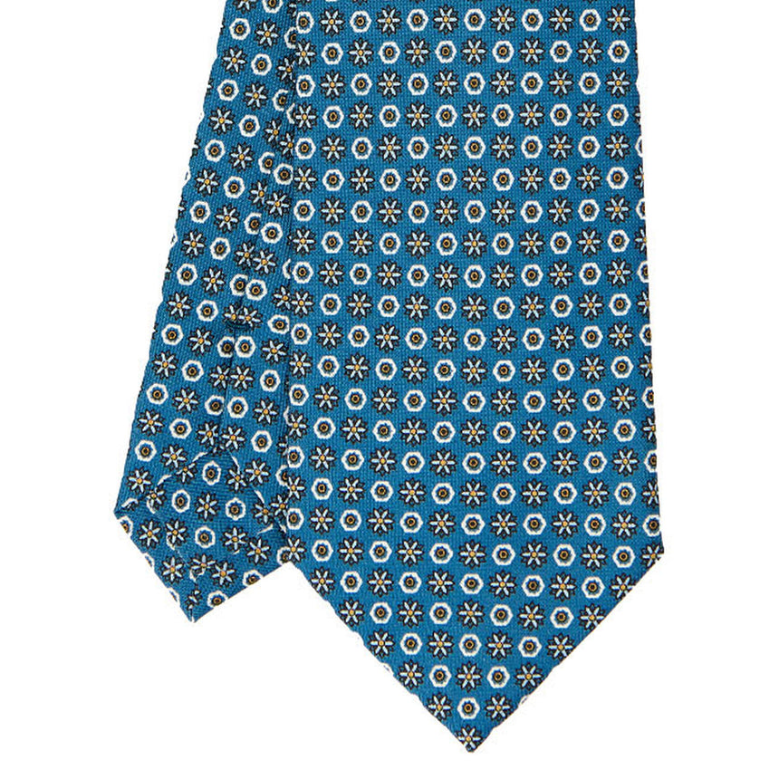 MID BLUE SARTORIAL PRINTED SILK TIE