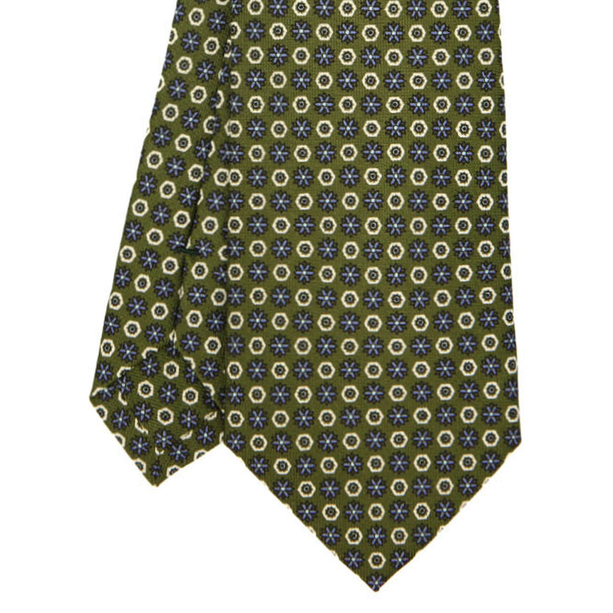 OLIVE GREEN SARTORIAL PRINTED SILK TIE