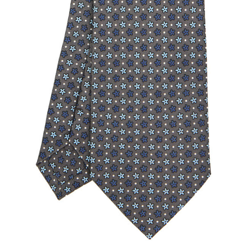 CRAVATTA SARTORIALE IN SETA STAMPATA GRIGIO SCURO