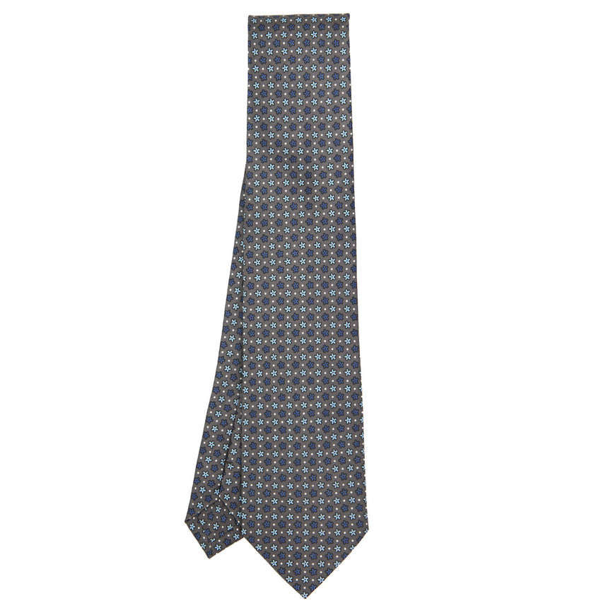 CRAVATTA SARTORIALE IN SETA STAMPATA GRIGIO SCURO