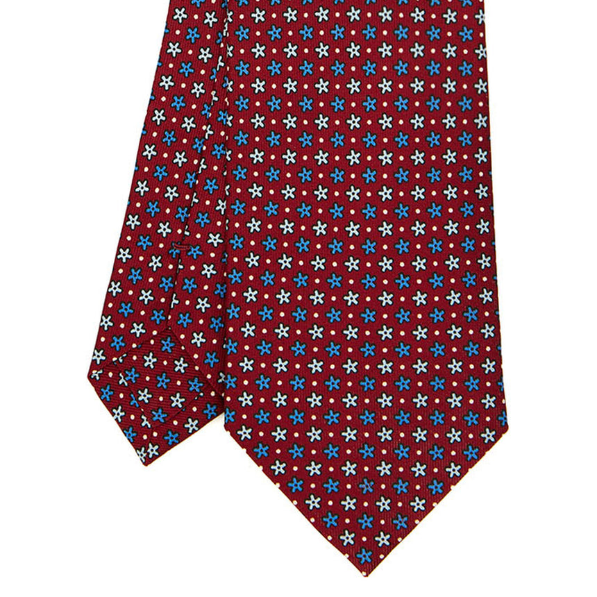 CRAVATTA SARTORIALE IN SETA STAMPATA BORDEAUX