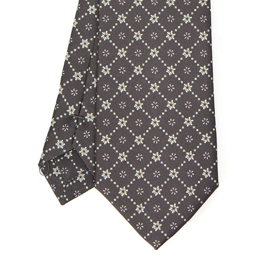 DARK GREY SARTORIAL PRINTED SILK TIE