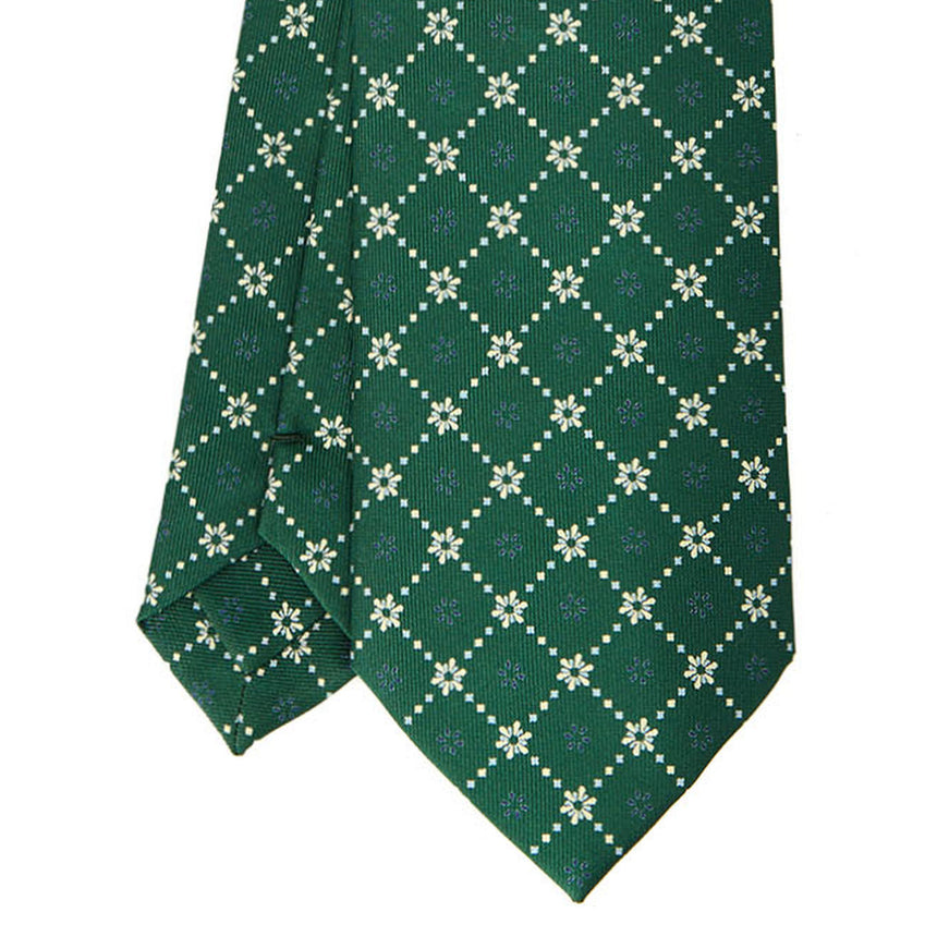 CRAVATTA SARTORIALE IN SETA STAMPATA VERDE SCURO