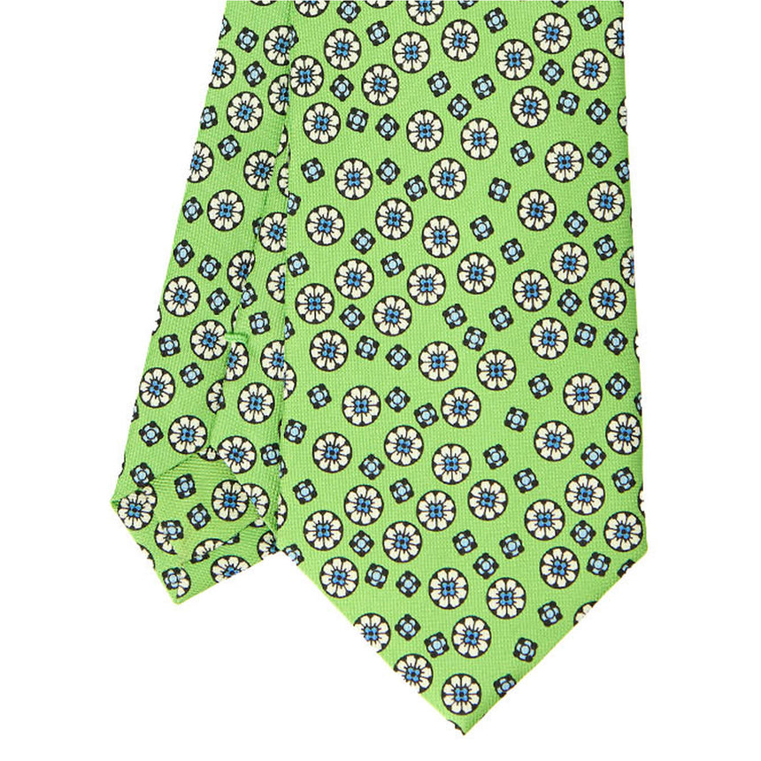 CRAVATTA SARTORIALE IN SETA STAMPATA VERDE CHIARO