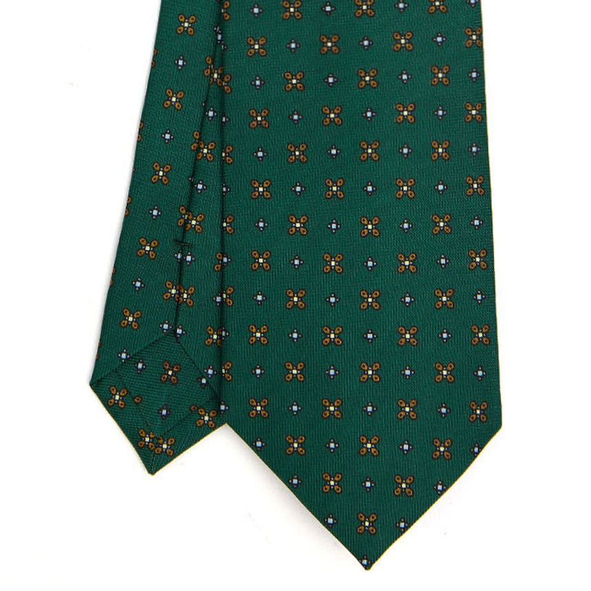 CRAVATTA SARTORIALE IN SETA STAMPATA VERDE SCURO