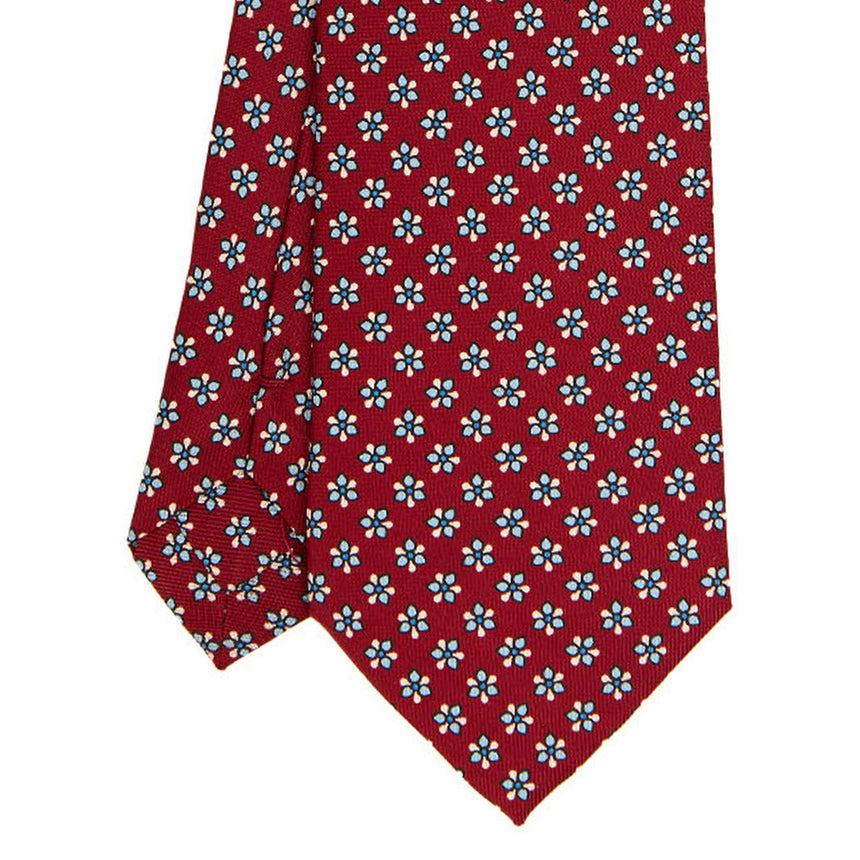 CRAVATTA SARTORIALE IN SETA STAMPATA BORDEAUX
