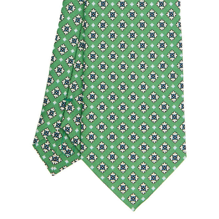 CRAVATTA SARTORIALE IN SETA STAMPATA VERDE