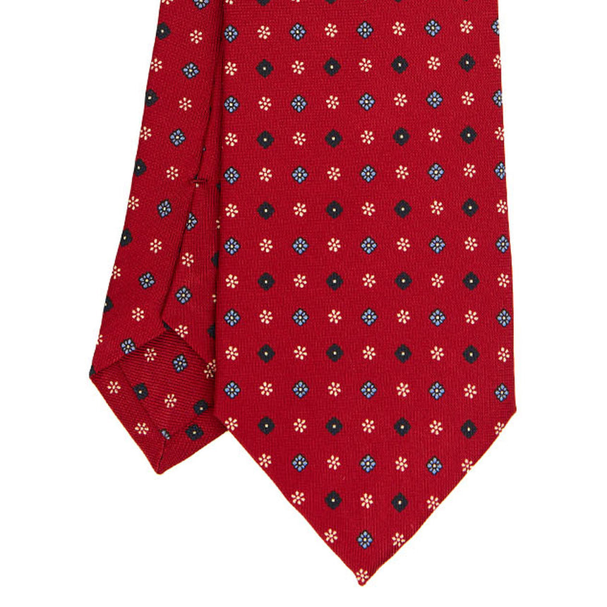 CRAVATTA SARTORIALE IN SETA STAMPATA BORDEAUX
