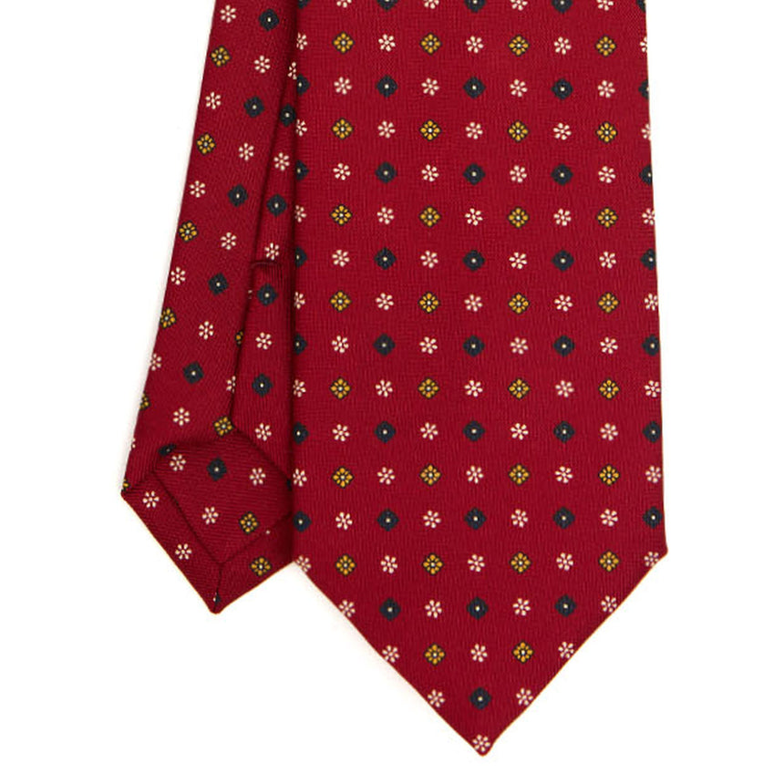 CRAVATTA SARTORIALE IN SETA STAMPATA BORDEAUX