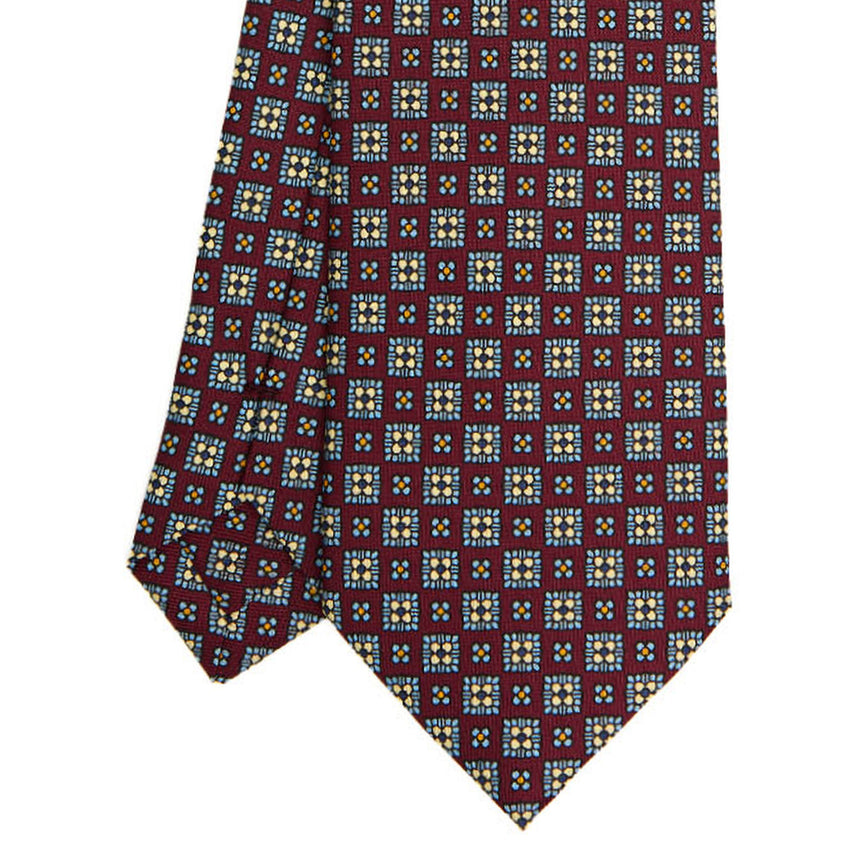 CRAVATTA SARTORIALE IN SETA STAMPATA BORDEAUX