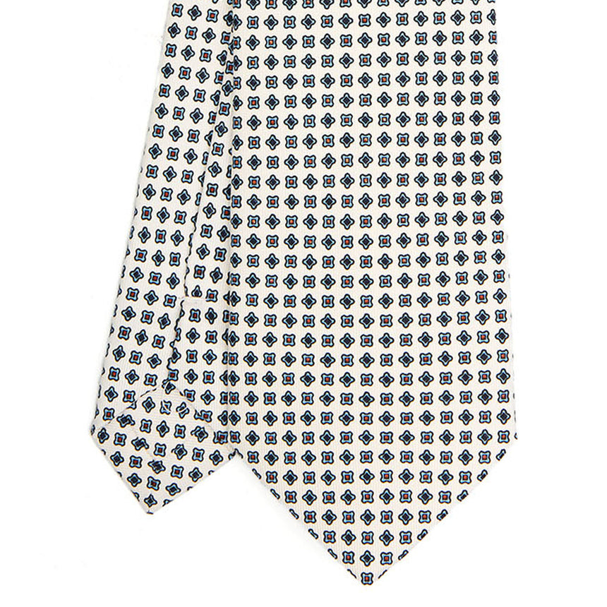 WHITE SARTORIAL PRINTED SILK TIE