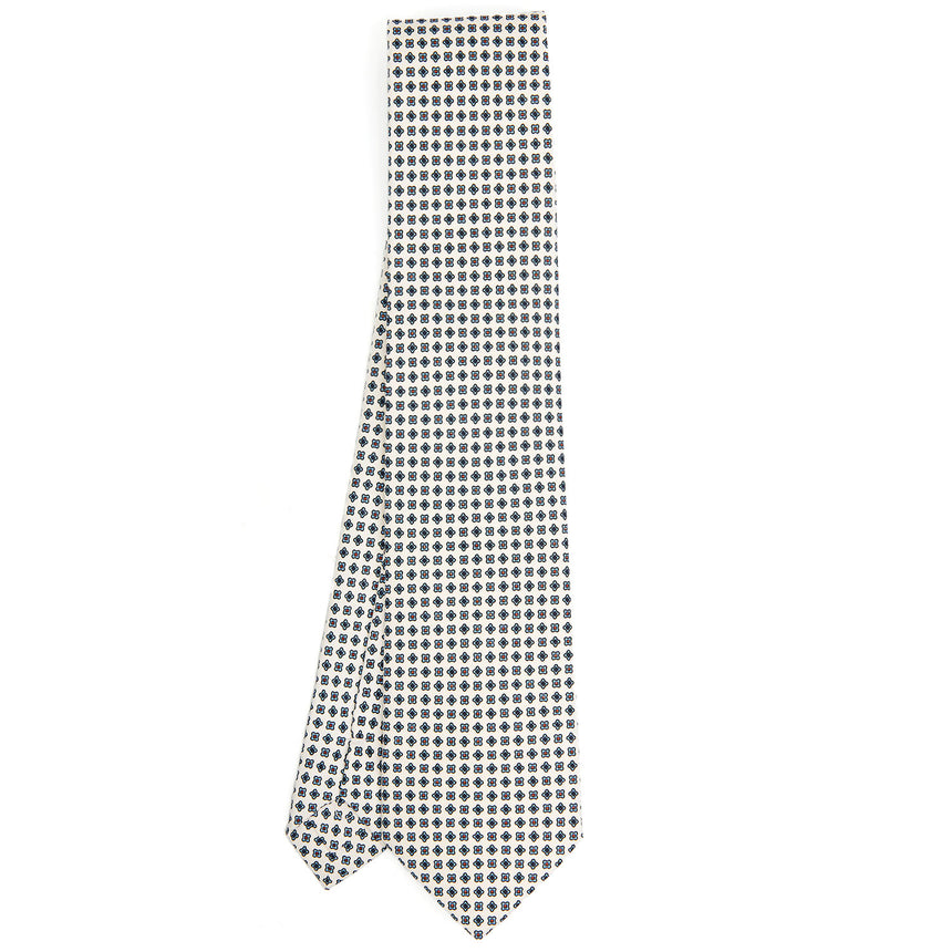 WHITE SARTORIAL PRINTED SILK TIE