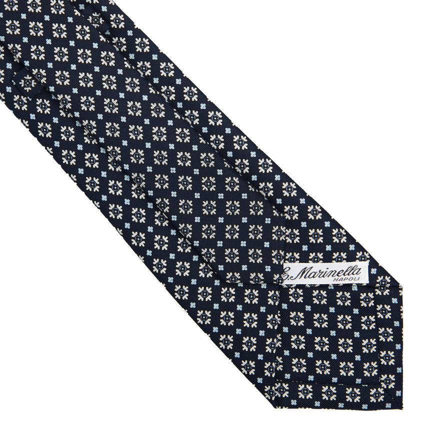 DARK BLUE SARTORIAL PRINTED SILK TIE
