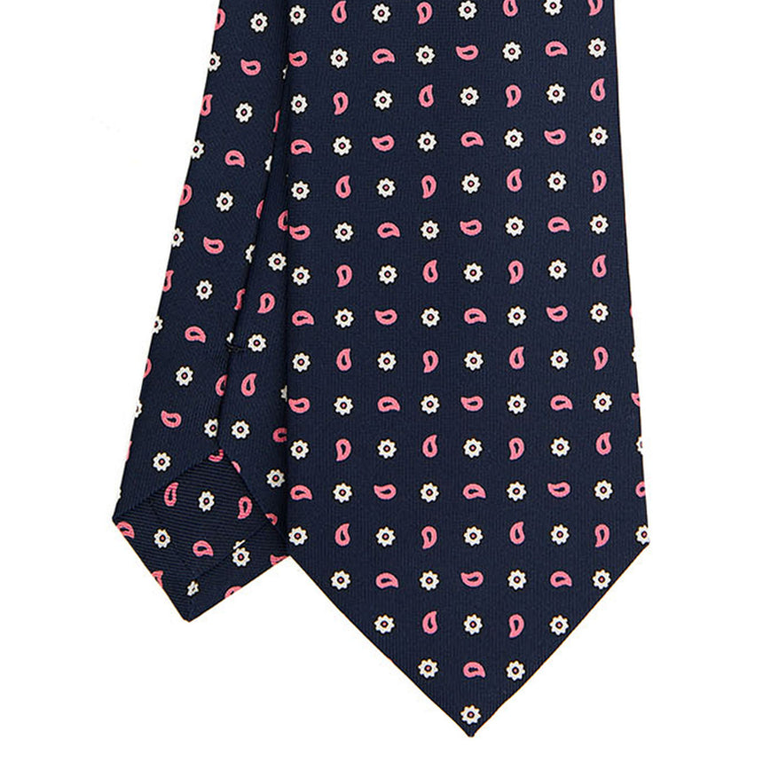 DARK BLUE SARTORIAL PRINTED SILK TIE