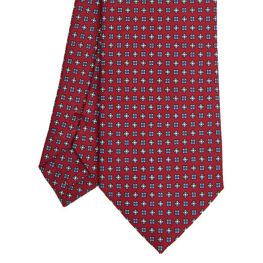 CRAVATTA SARTORIALE IN SETA STAMPATA BORDEAUX