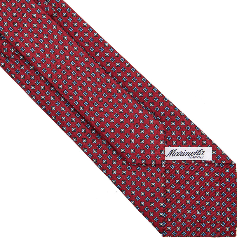 CRAVATTA SARTORIALE IN SETA STAMPATA BORDEAUX