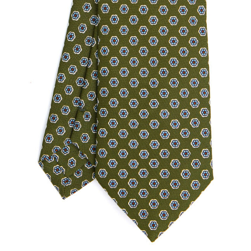 OLIVE GREEN SARTORIAL PRINTED SILK TIE
