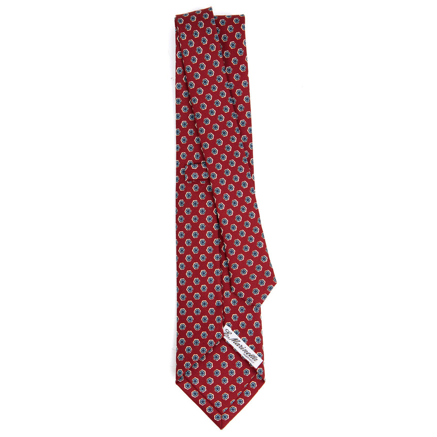 CRAVATTA SARTORIALE IN SETA STAMPATA BORDEAUX