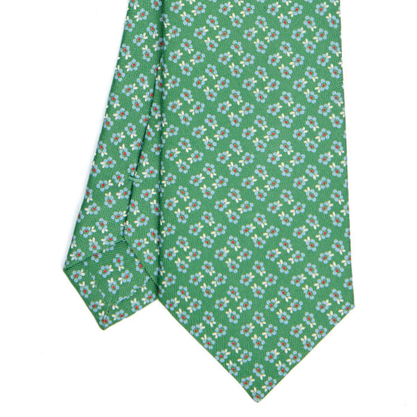 GREEN SARTORIAL PRINTED SILK TIE