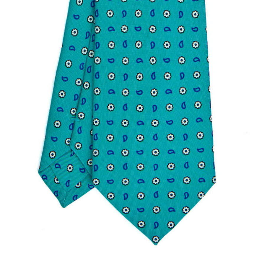 GREEN SARTORIAL PRINTED SILK TIE
