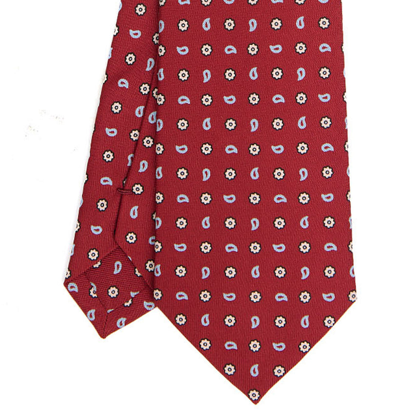 CRAVATTA SARTORIALE IN SETA STAMPATA BORDEAUX