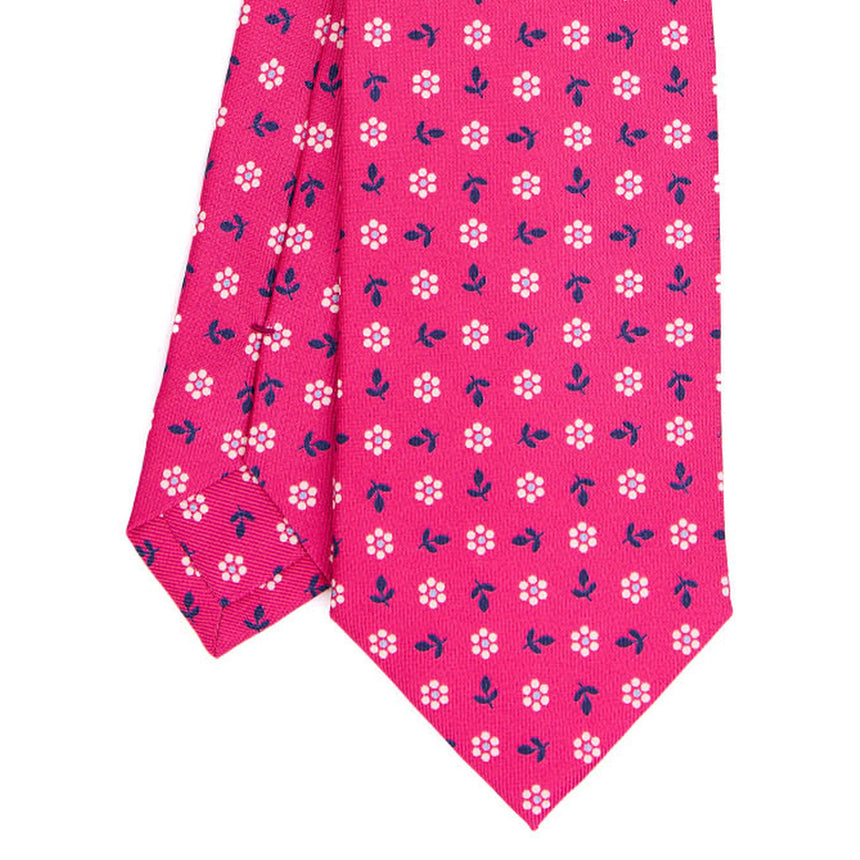 CRAVATTA SARTORIALE IN SETA STAMPATA FUCSIA