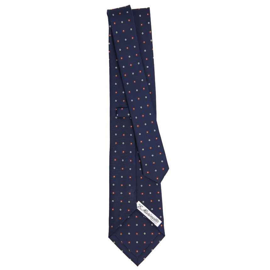 CRAVATTA SARTORIALE IN SETA STAMPATA BLU SCURO