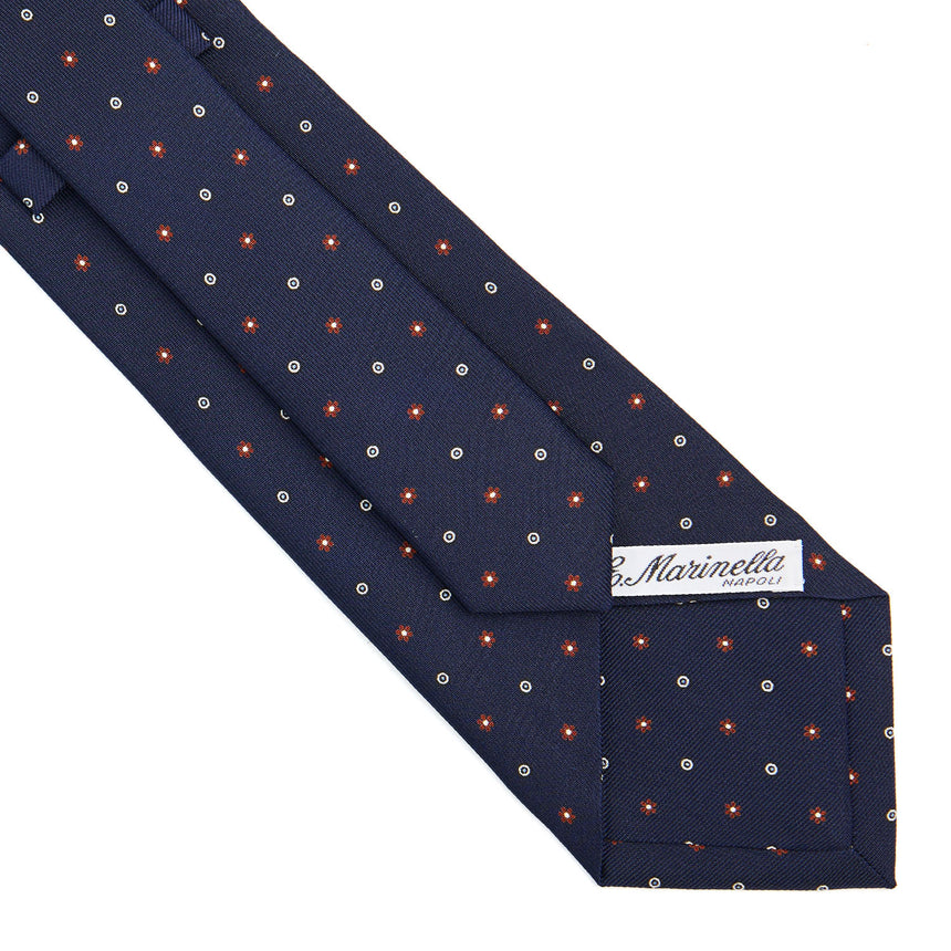 CRAVATTA SARTORIALE IN SETA STAMPATA BLU SCURO