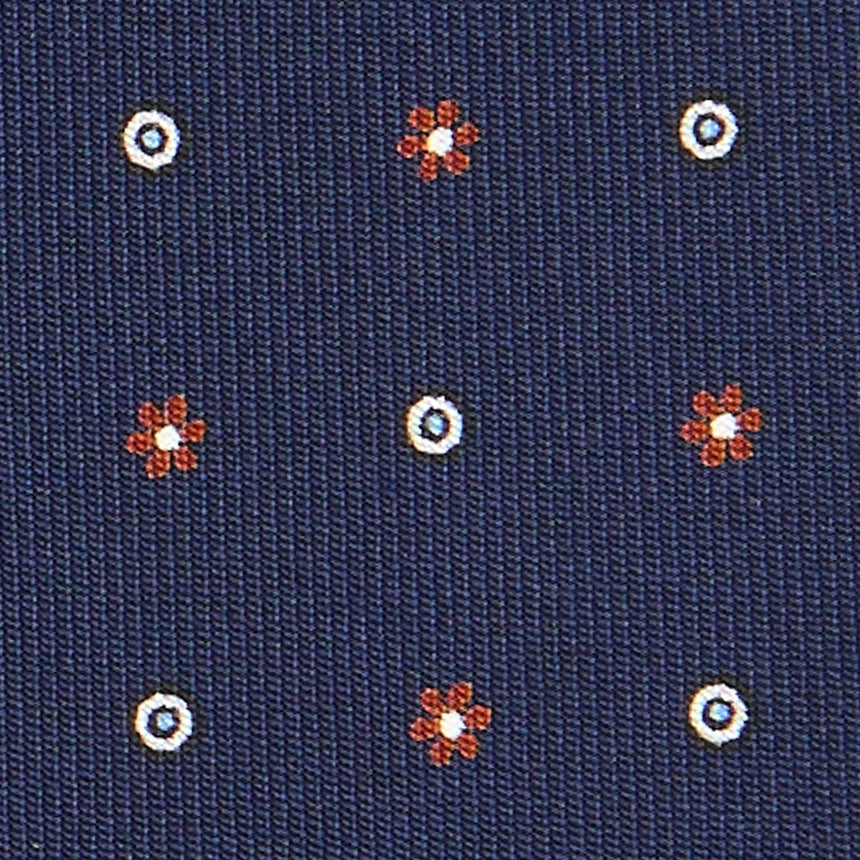 CRAVATTA SARTORIALE IN SETA STAMPATA BLU SCURO