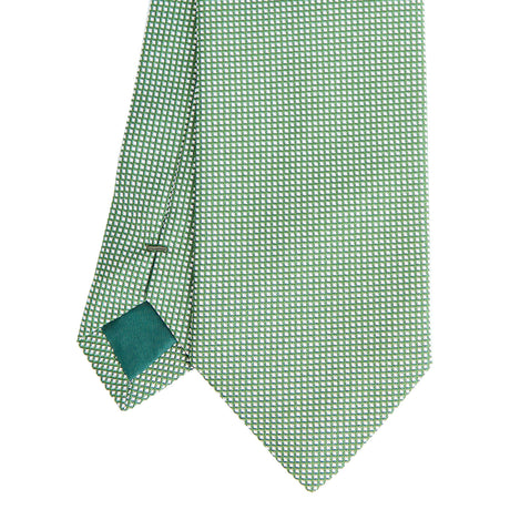 dark_green_ceremonial_jacquard_silk_tie_small_geometric_pattern_tip_detail