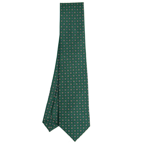 CRAVATTA SARTORIALE IN SETA STAMPATA VERDE SCURO