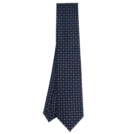 CRAVATTA SARTORIALE IN SETA STAMPATA BLU
