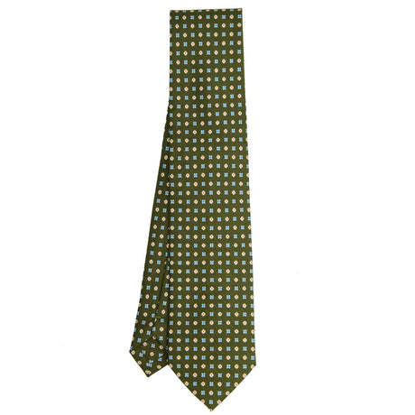 CRAVATTA SARTORIALE IN SETA STAMPATA VERDE OLIVA
