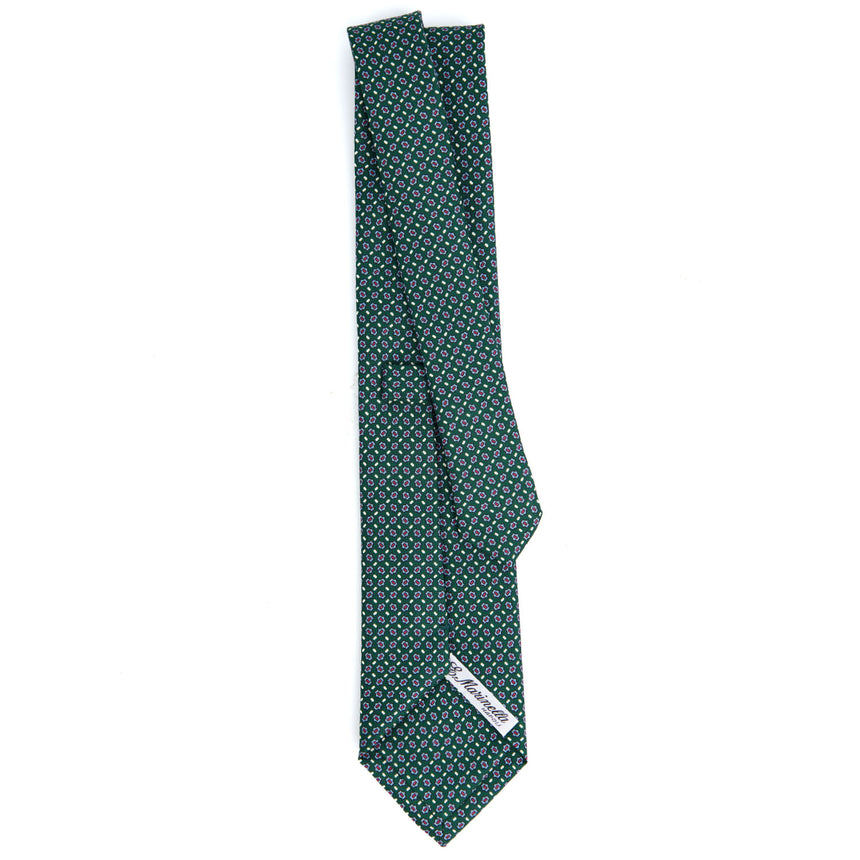 CRAVATTA SARTORIALE IN SETA STAMPATA VERDE SCURO