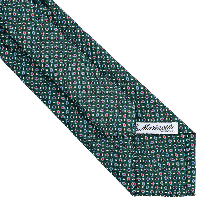 CRAVATTA SARTORIALE IN SETA STAMPATA VERDE SCURO