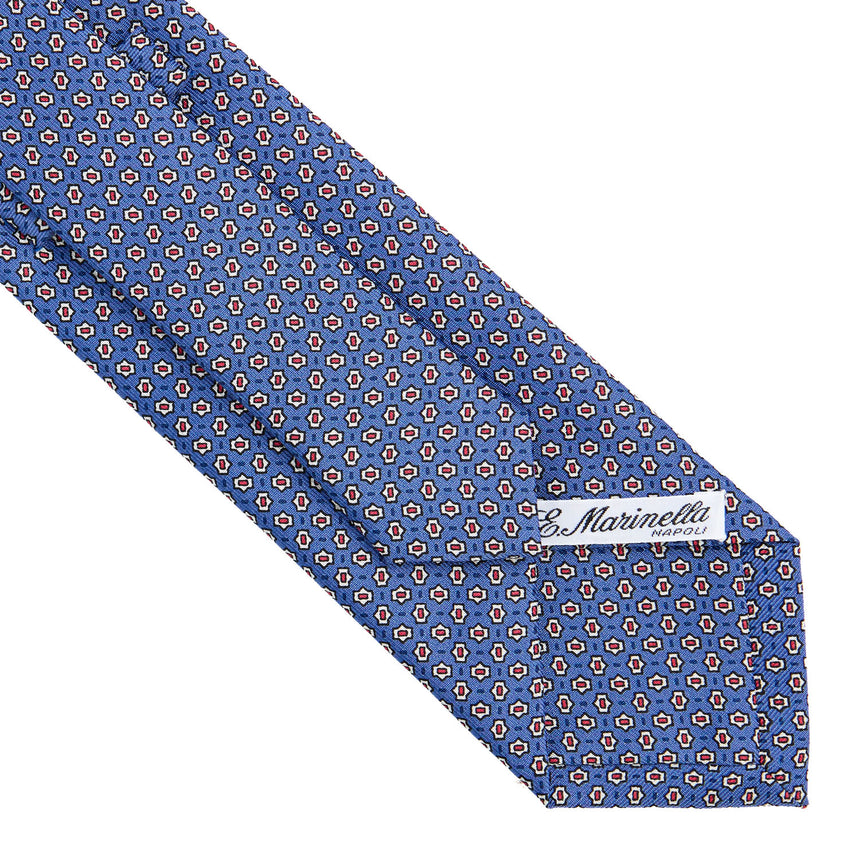 CRAVATTA SARTORIALE IN SETA STAMPATA AZZURRO POLVERE