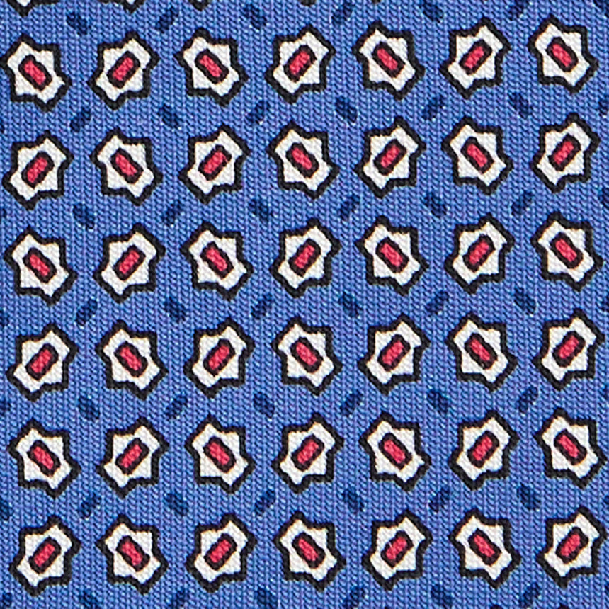 CRAVATTA SARTORIALE IN SETA STAMPATA AZZURRO POLVERE