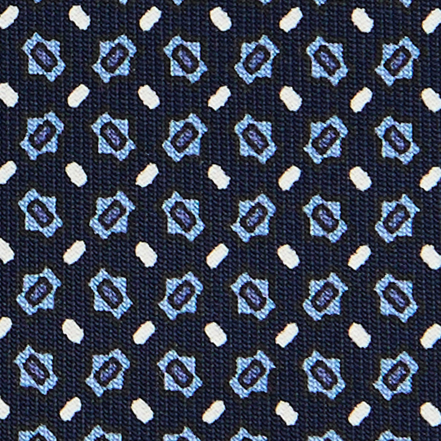 DARK BLUE SARTORIAL PRINTED SILK TIE