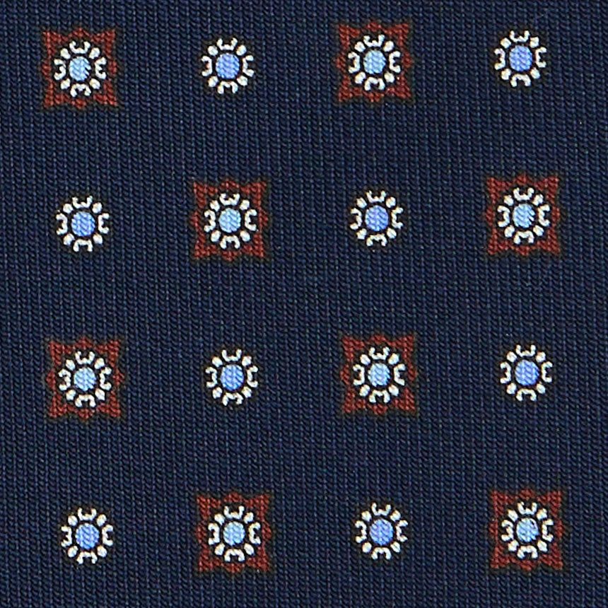 DARK BLUE SARTORIAL PRINTED SILK TIE