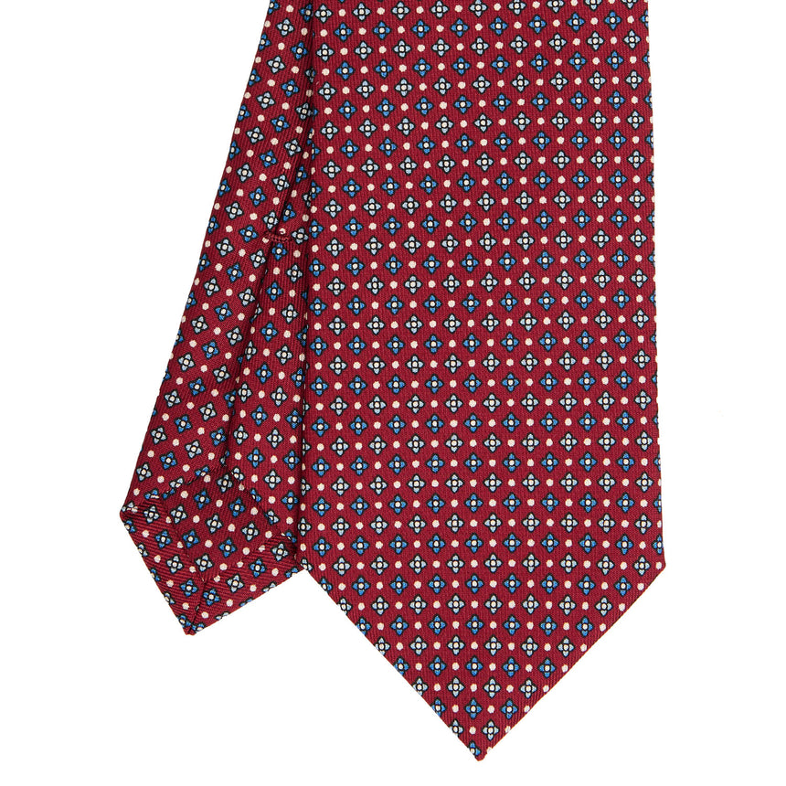 CRAVATTA SARTORIALE IN SETA STAMPATA BORDEAUX