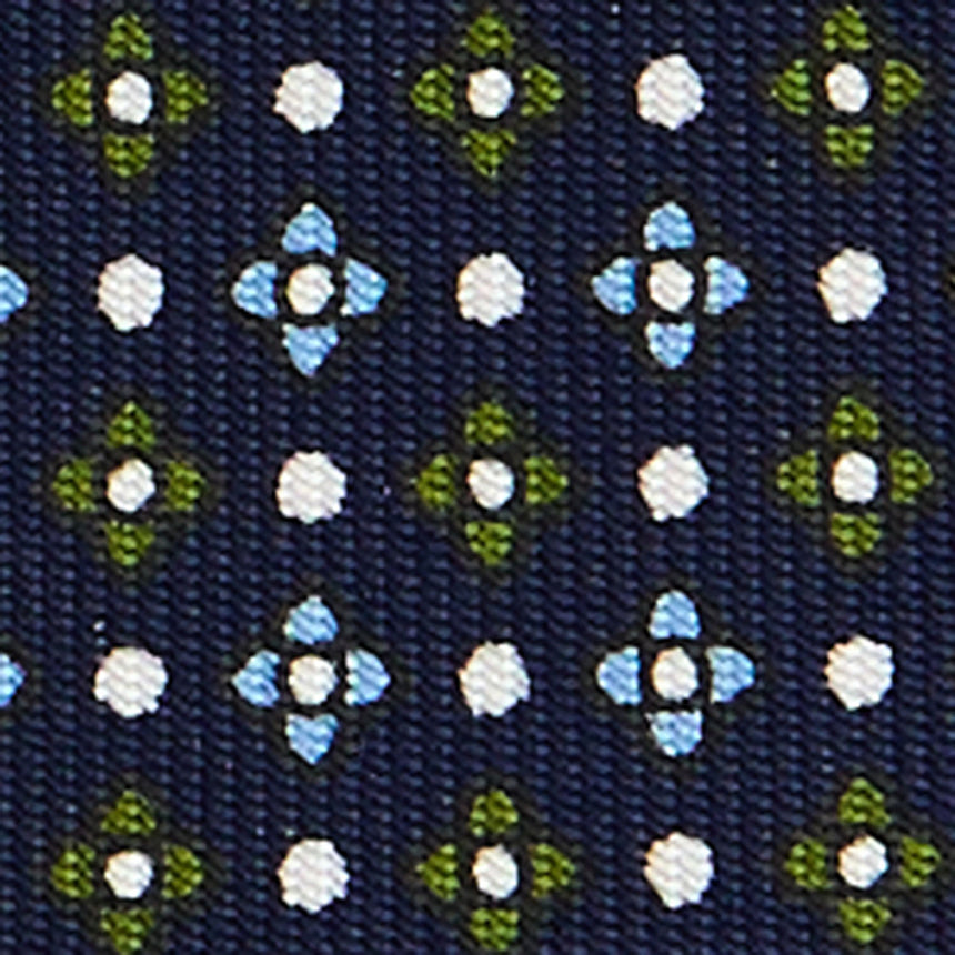 CRAVATTA SARTORIALE IN SETA STAMPATA BLU SCURO