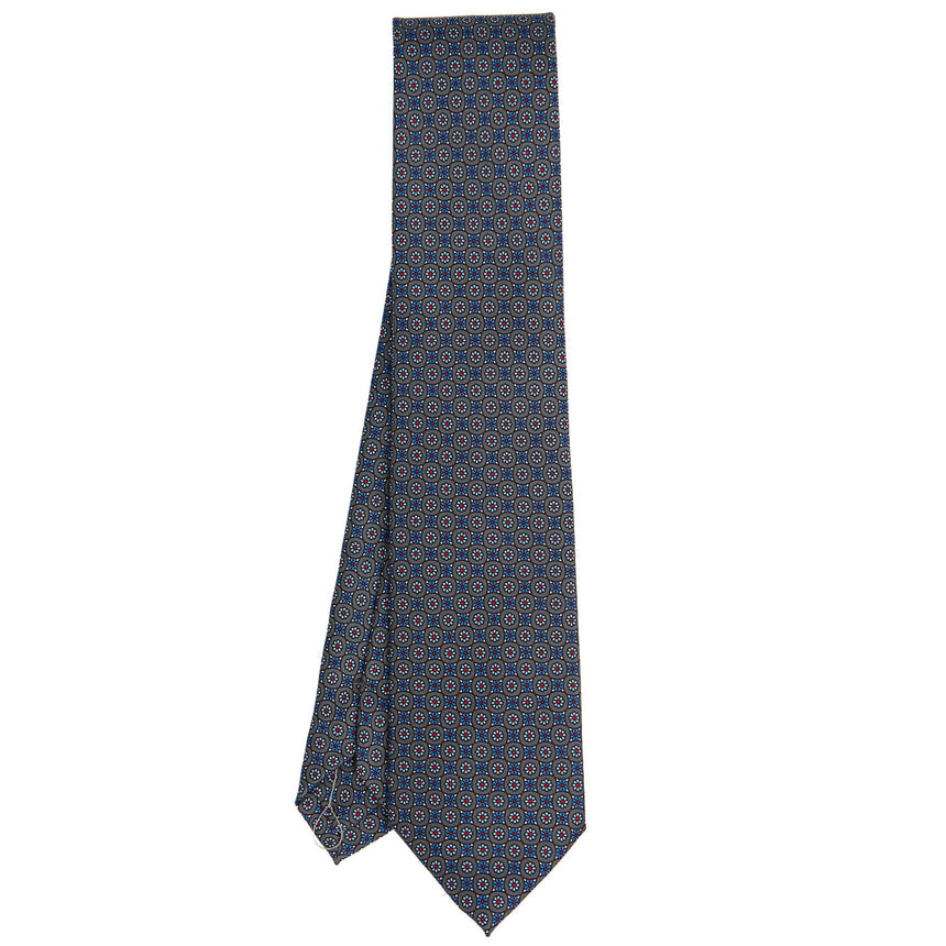 CRAVATTA SARTORIALE IN SETA STAMPATA GRIGIO CHIARO