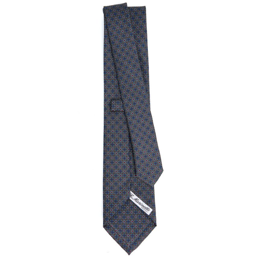CRAVATTA SARTORIALE IN SETA STAMPATA GRIGIO CHIARO