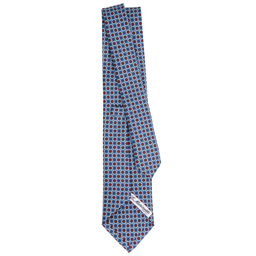 CRAVATTA SARTORIALE IN SETA STAMPATA AZZURRA