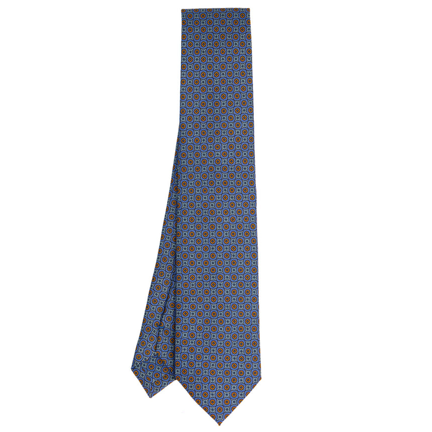 CRAVATTA SARTORIALE IN SETA STAMPATA AZZURRO POLVERE